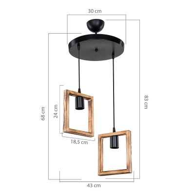 Plafonnier suspension luminaire  Å27 noyer D43x83cm
