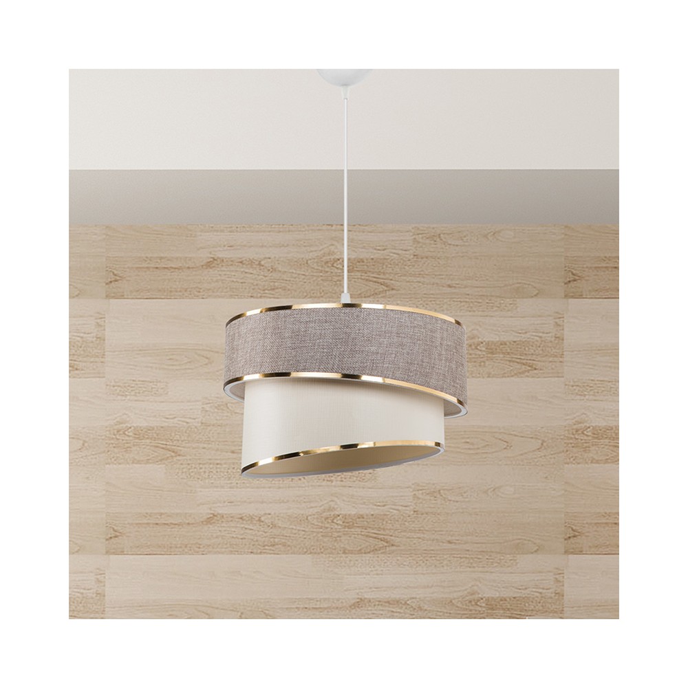 Suspension luminaire Plafonnier Loopy Ε27 beige-blanc D30x63cm