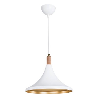 Plafonnier suspension luminaire  Å27 blanc-naturel D29,5x70cm