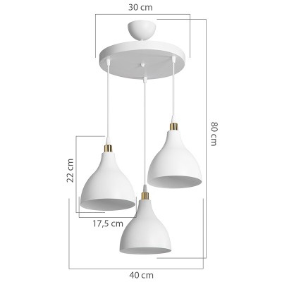 Plafonnier suspension luminaire Lofty  Å27 blanc D40x80cm