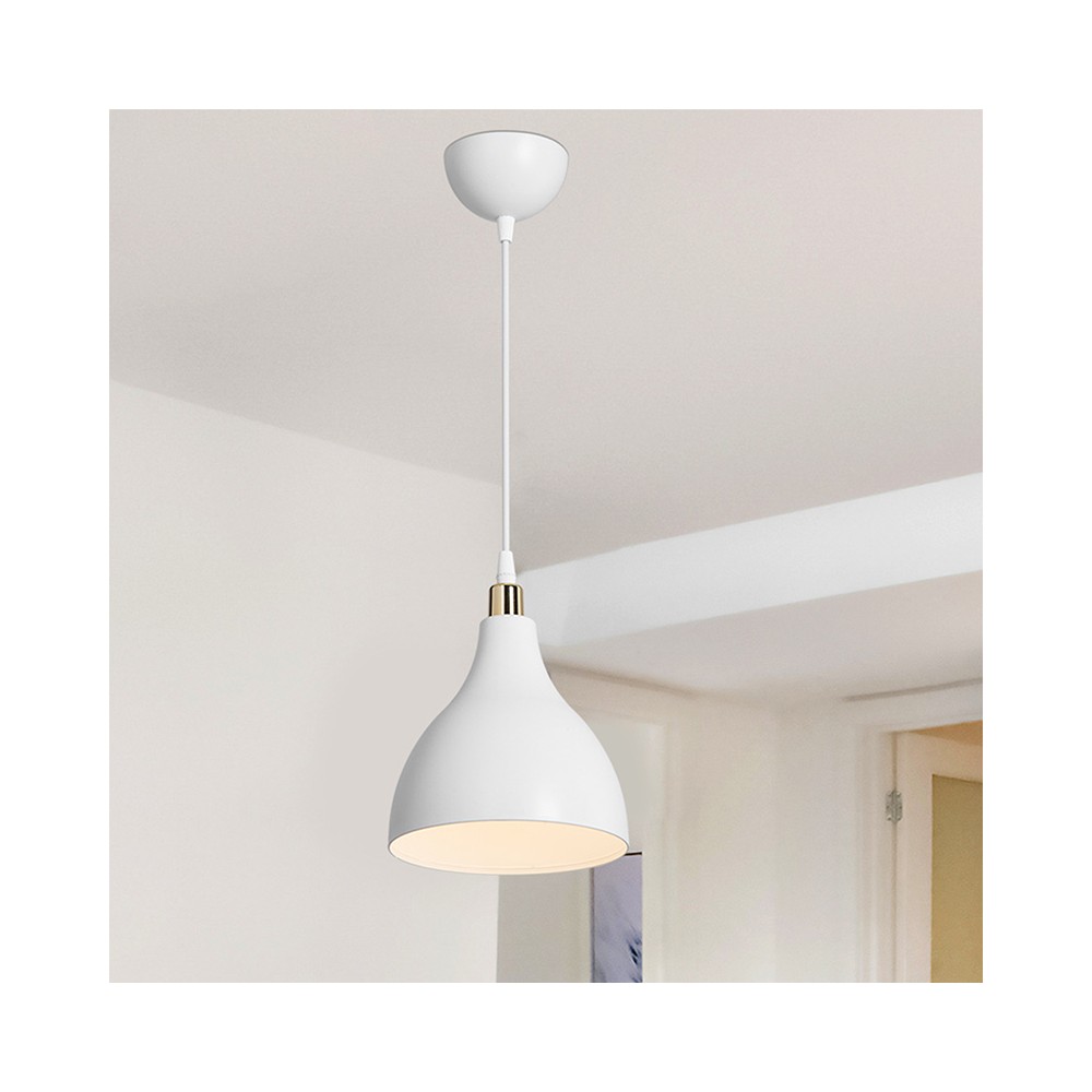 Plafonnier suspension luminaire Å27 blanc D18x56cm