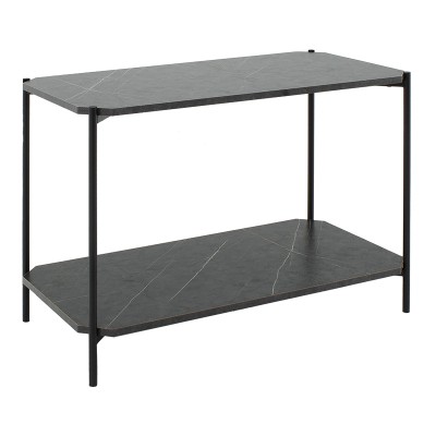 Table d'appoint Mara MDF marbre gris foncé-noir 80x40x55cm