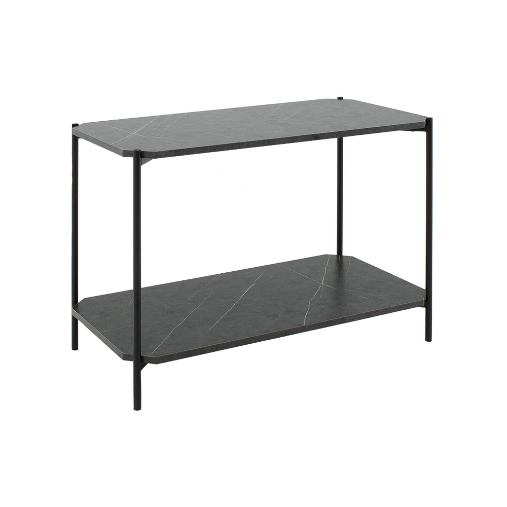 Table d'appoint Mara MDF marbre gris foncé-noir 80x40x55cm Table d'appoint Mara MDF marbre gris foncé-noir 80x40x55cm