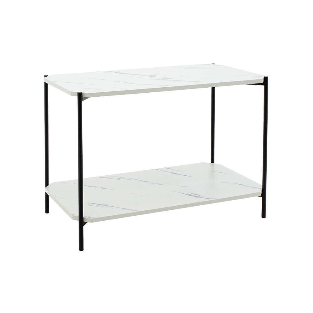 Table d'appoint Mara MDF marbre blanc-noir 80x40x55cm