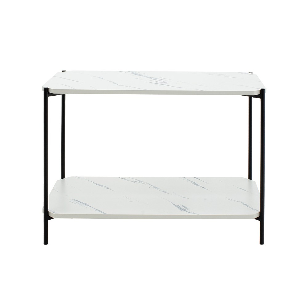 Table d'appoint Mara MDF marbre blanc-noir 80x40x55cm