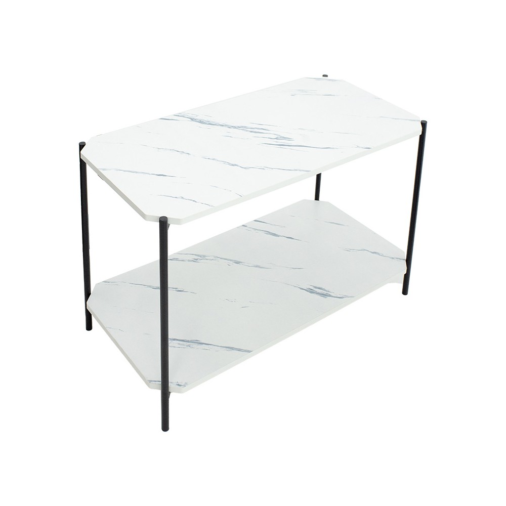 Table d'appoint Mara MDF marbre blanc-noir 80x40x55cm