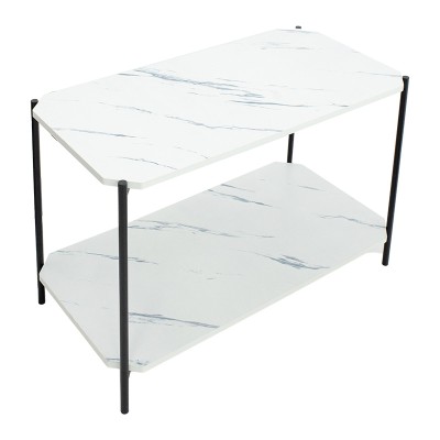 Table d'appoint Mara MDF marbre blanc-noir 80x40x55cm