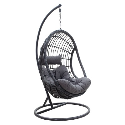 Fauteuil suspendu Balancelle de jardin Lacie métal anthracite coussin gris