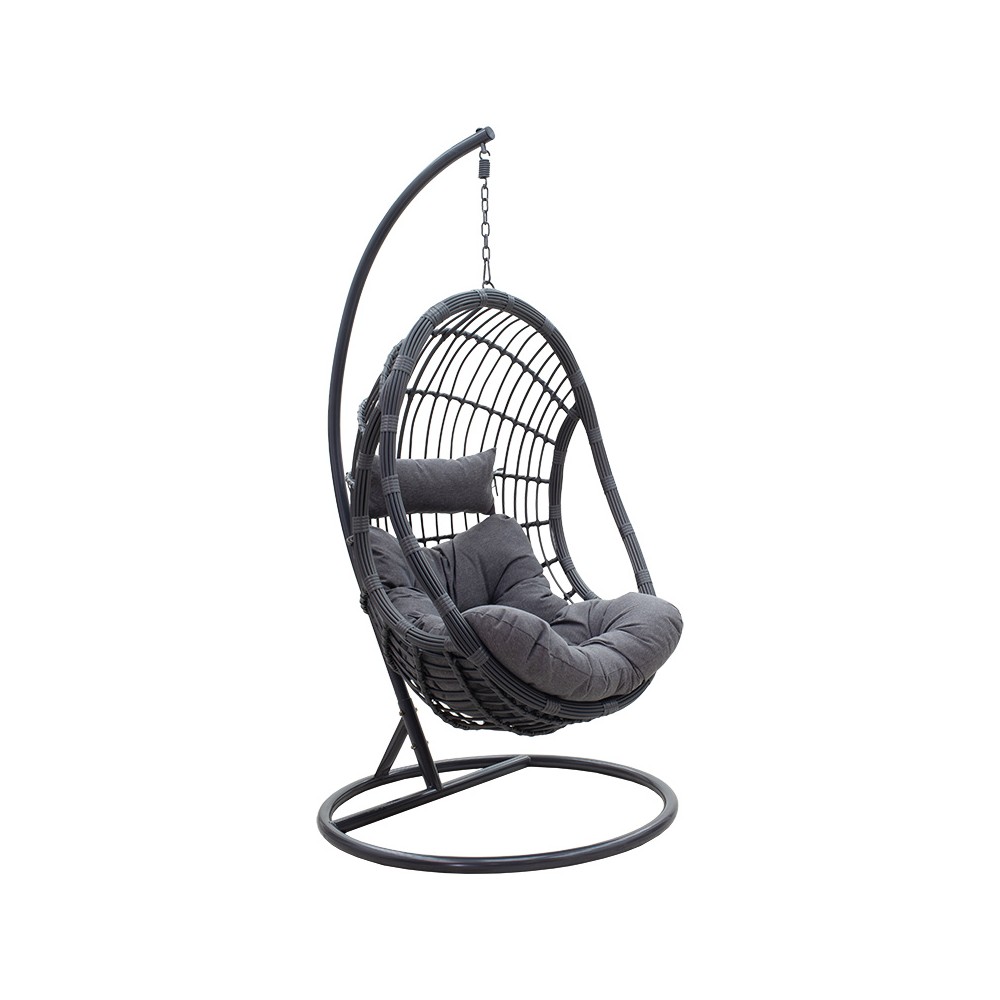 Fauteuil suspendu Balancelle de jardin Lacie métal anthracite coussin gris