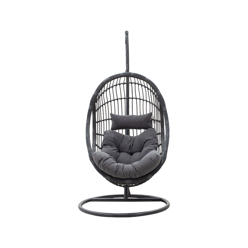 Fauteuil suspendu Balancelle de jardin Lacie métal anthracite coussin gris