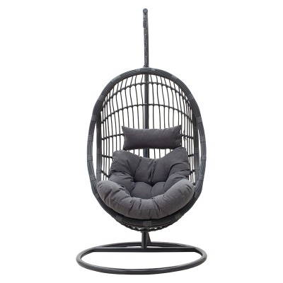 Fauteuil suspendu Balancelle de jardin Lacie métal anthracite coussin gris