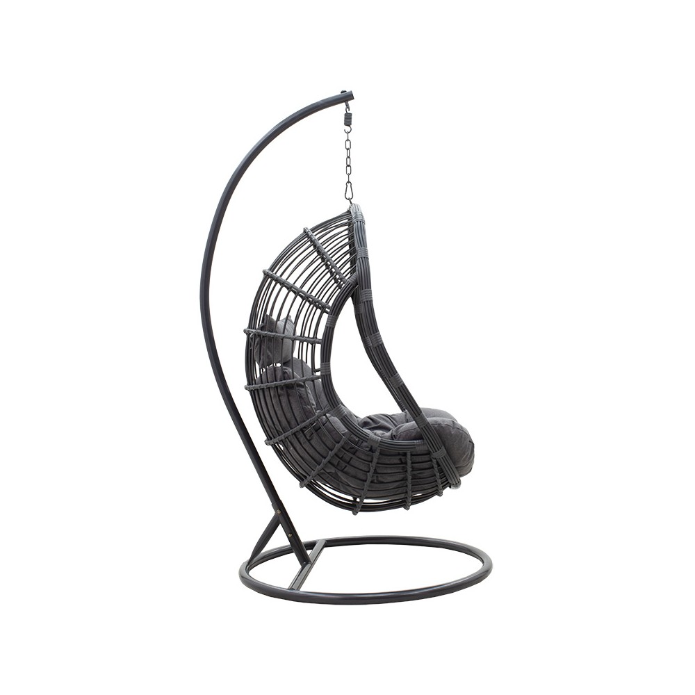 Fauteuil suspendu Balancelle de jardin Lacie métal anthracite coussin gris