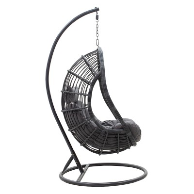 Fauteuil suspendu Balancelle de jardin Lacie métal anthracite coussin gris