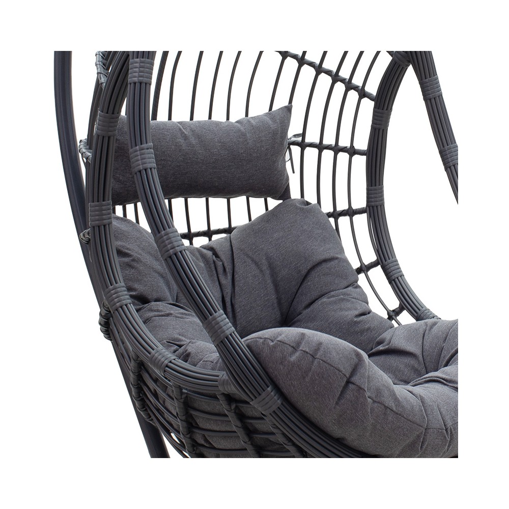 Fauteuil suspendu Balancelle de jardin Lacie métal anthracite coussin gris