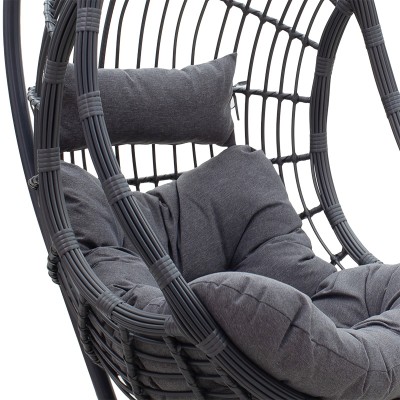 Fauteuil suspendu Balancelle de jardin Lacie métal anthracite coussin gris