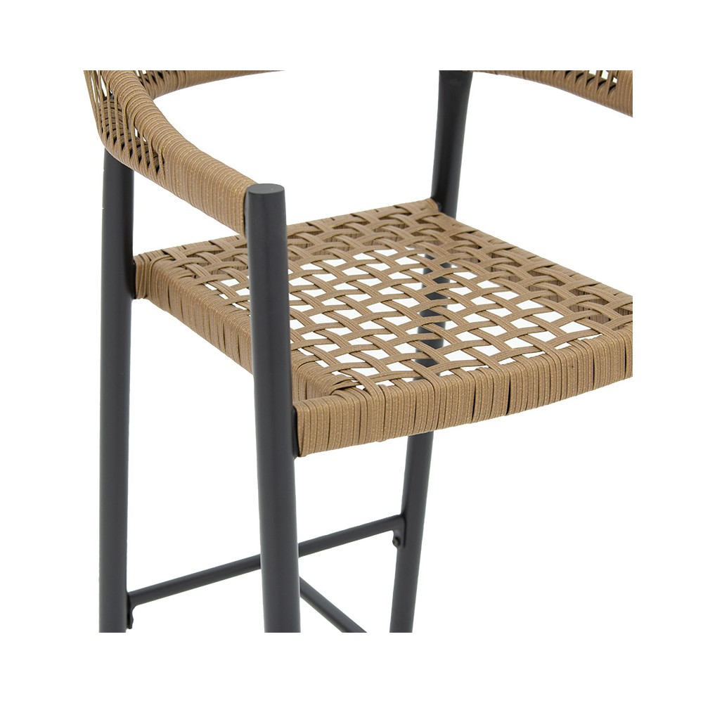 Tabouret de bar rotin synthétique pieds en aluminium noir
