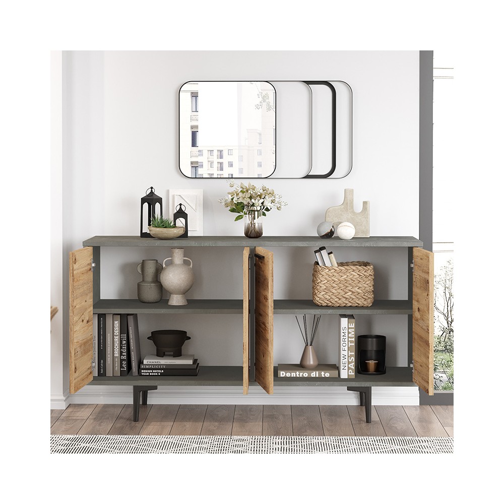 Buffet RIO Bois sonoma gris ciment 130x40x70.6 cm