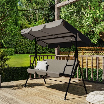 Balancelle de jardin cadre en métal noir et tissu anthracite 170X110x153 cm
