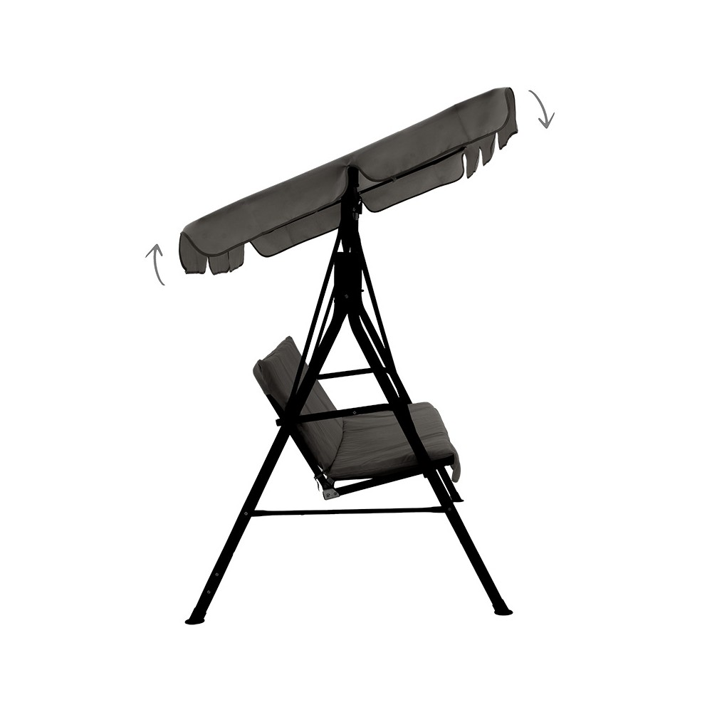 Balancelle de jardin cadre en métal noir et tissu anthracite 170X110x153 cm
