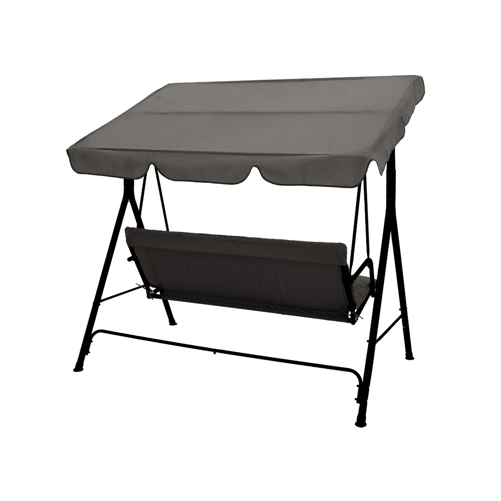 Balancelle de jardin cadre en métal noir et tissu anthracite 170X110x153 cm
