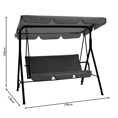 Balancelle de jardin cadre en métal noir et tissu anthracite 170X110x153 cm