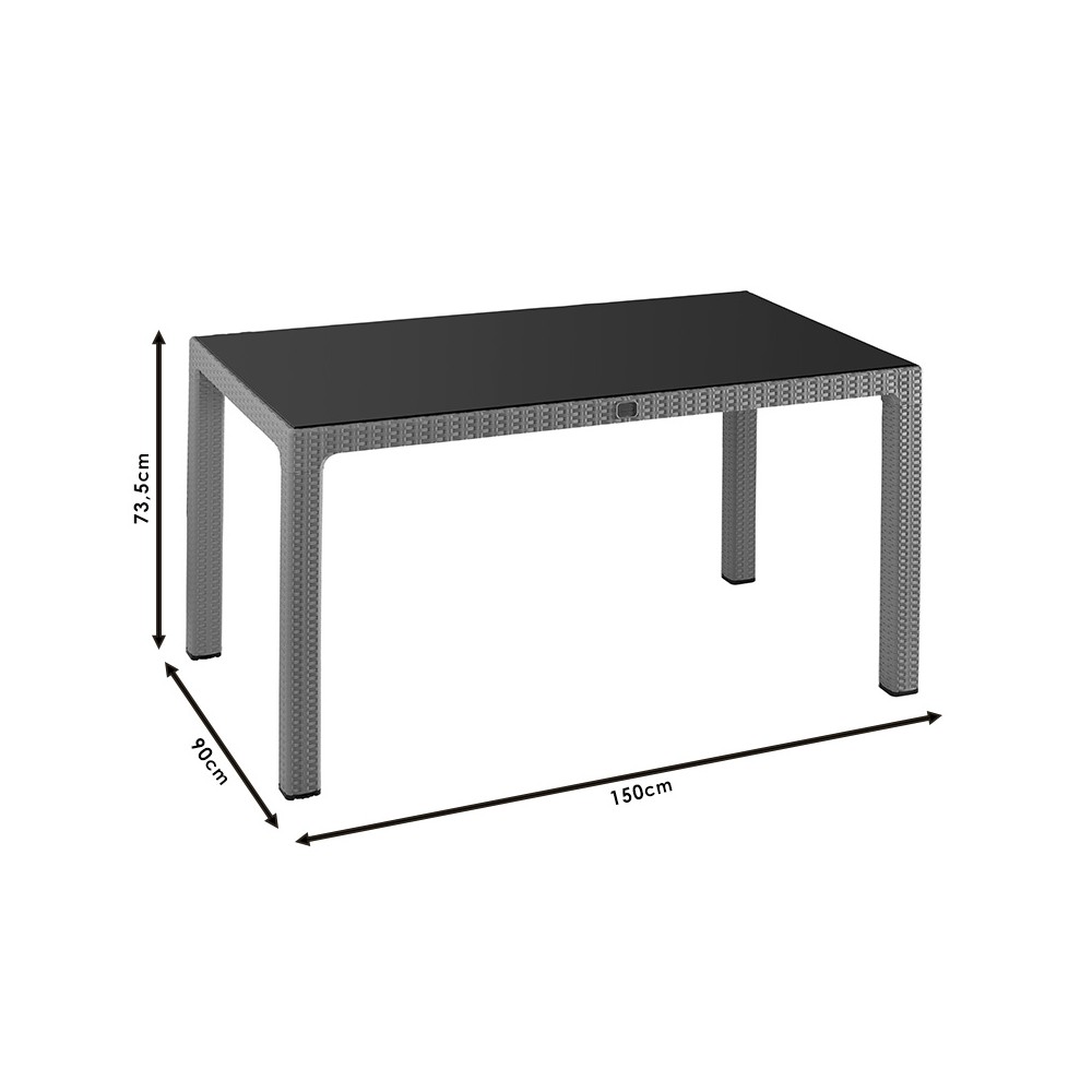 Table de jardin avec protection UV PP couleur cappuccino 150x90x73,5cm