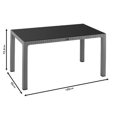 Table de jardin avec protection UV PP couleur cappuccino 150x90x73,5cm