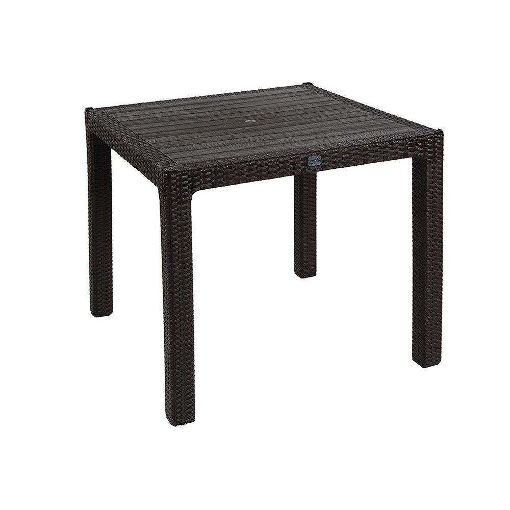 Table de jardin avec protection UV PP couleur marron 90x90x73,5 cm