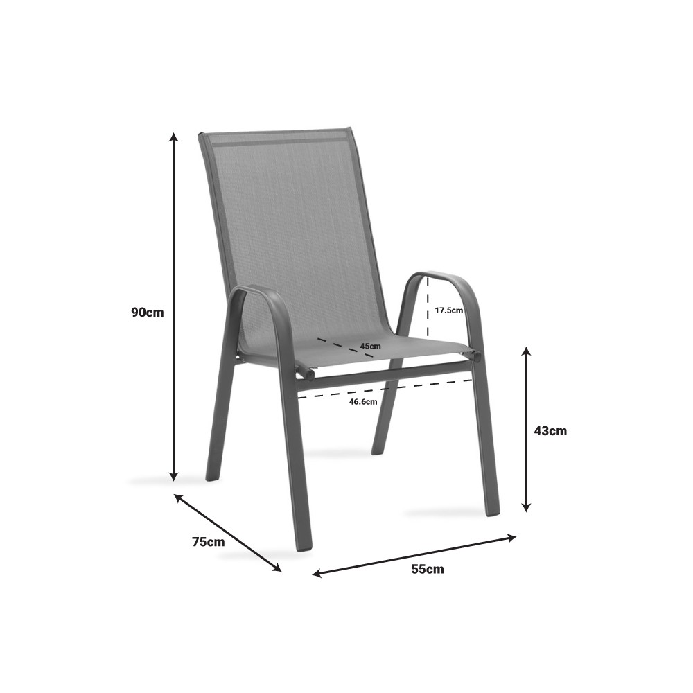 Ensemble Table chaise  de jardin 5 pièces  gris foncé 110x60x70 cm