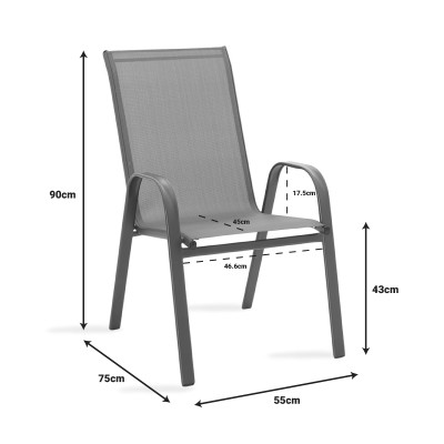 Ensemble Table chaise  de jardin 5 pièces  gris foncé 110x60x70 cm