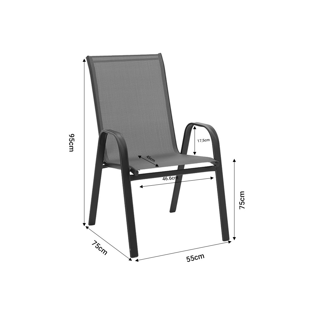 Ensemble Table chaise  de jardin 5 pièces  gris foncé 110x60x70 cm