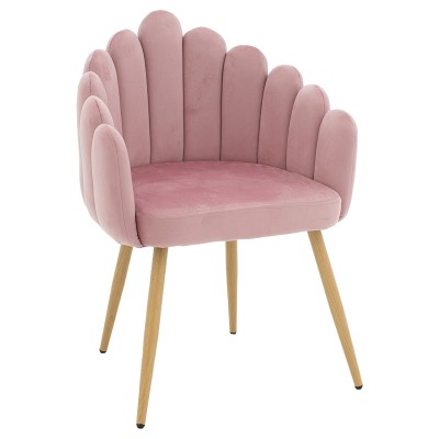 Fauteuil Briella pieds métal naturel-velours couleur Rose