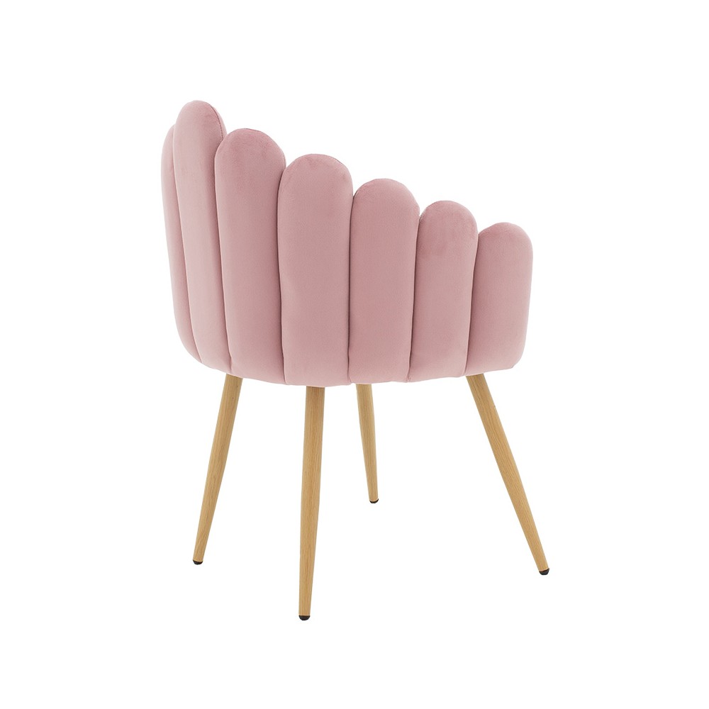 Fauteuil Briella pieds métal naturel-velours couleur Rose