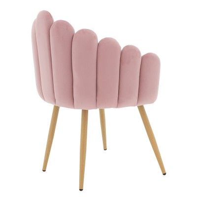 Fauteuil Briella pieds métal naturel-velours couleur Rose
