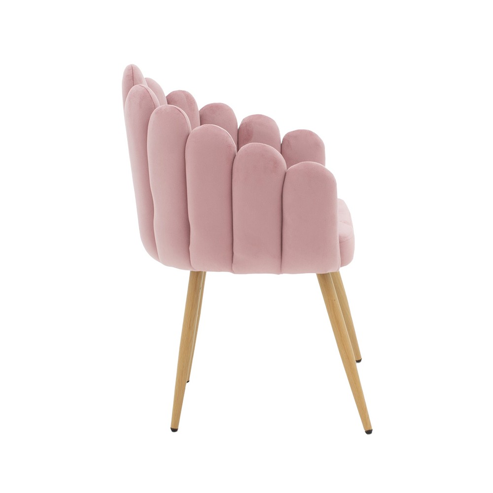 Fauteuil Briella pieds métal naturel-velours couleur Rose
