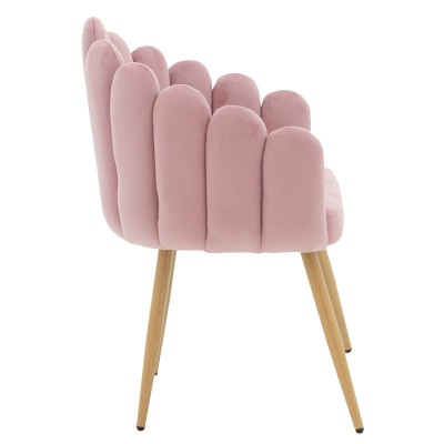 Fauteuil Briella pieds métal naturel-velours couleur Rose