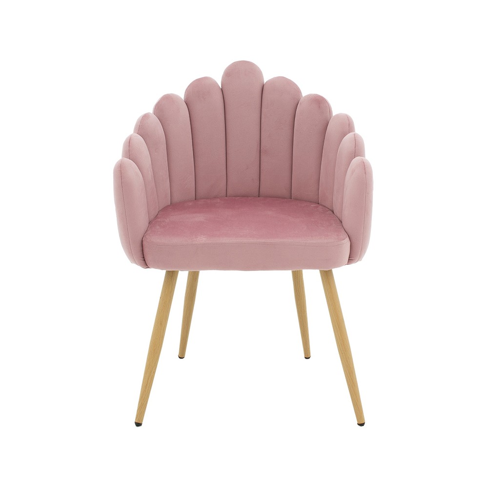 Fauteuil Briella pieds métal naturel-velours couleur Rose