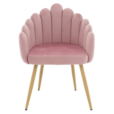 Fauteuil Briella pieds métal naturel-velours couleur Rose