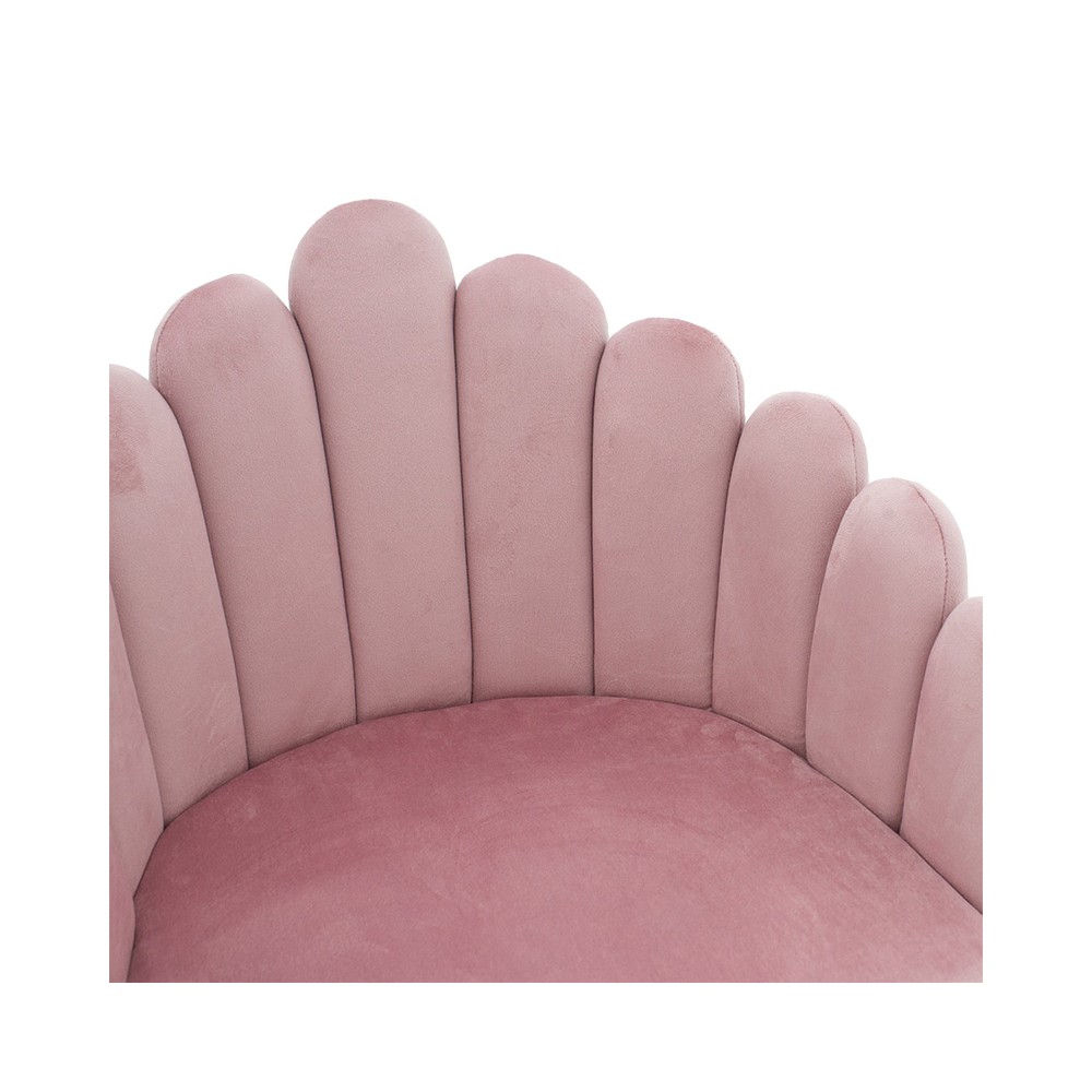 Fauteuil Briella pieds métal naturel-velours couleur Rose