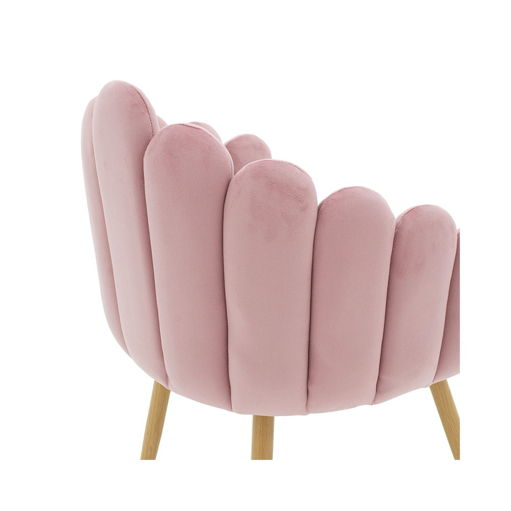 Fauteuil Briella pieds métal naturel-velours couleur Rose