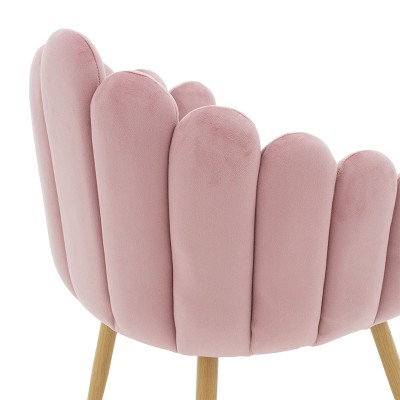Fauteuil Briella pieds métal naturel-velours couleur Rose