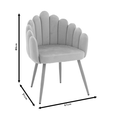 Fauteuil Briella pieds métal naturel-velours couleur Rose