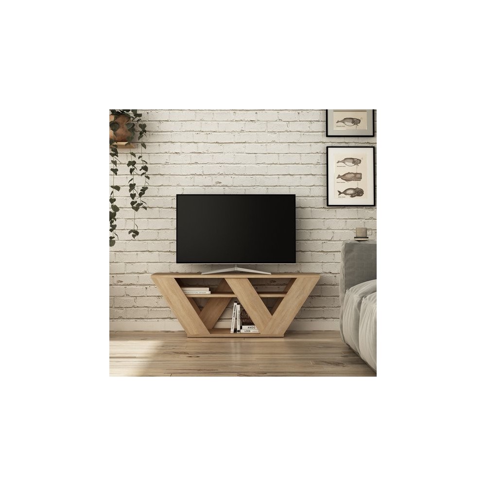 Meuble TV Design Pipralla - L. 110 X H. 40 Cm - Bois
