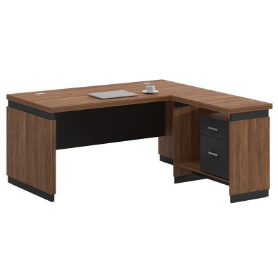 Bureau réversible Oscar bois noyer anthracite 180x170χ76cm