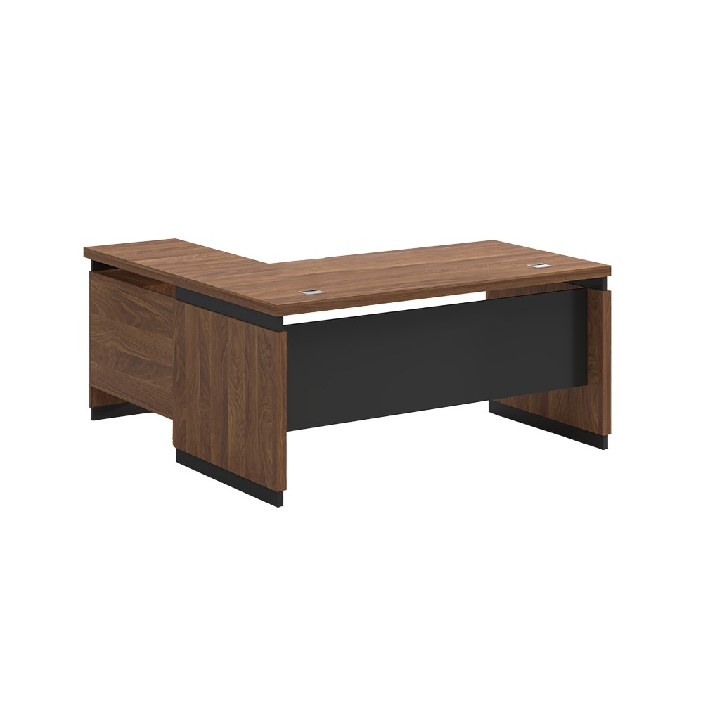 Bureau réversible Oscar bois noyer anthracite 180x170χ76cm