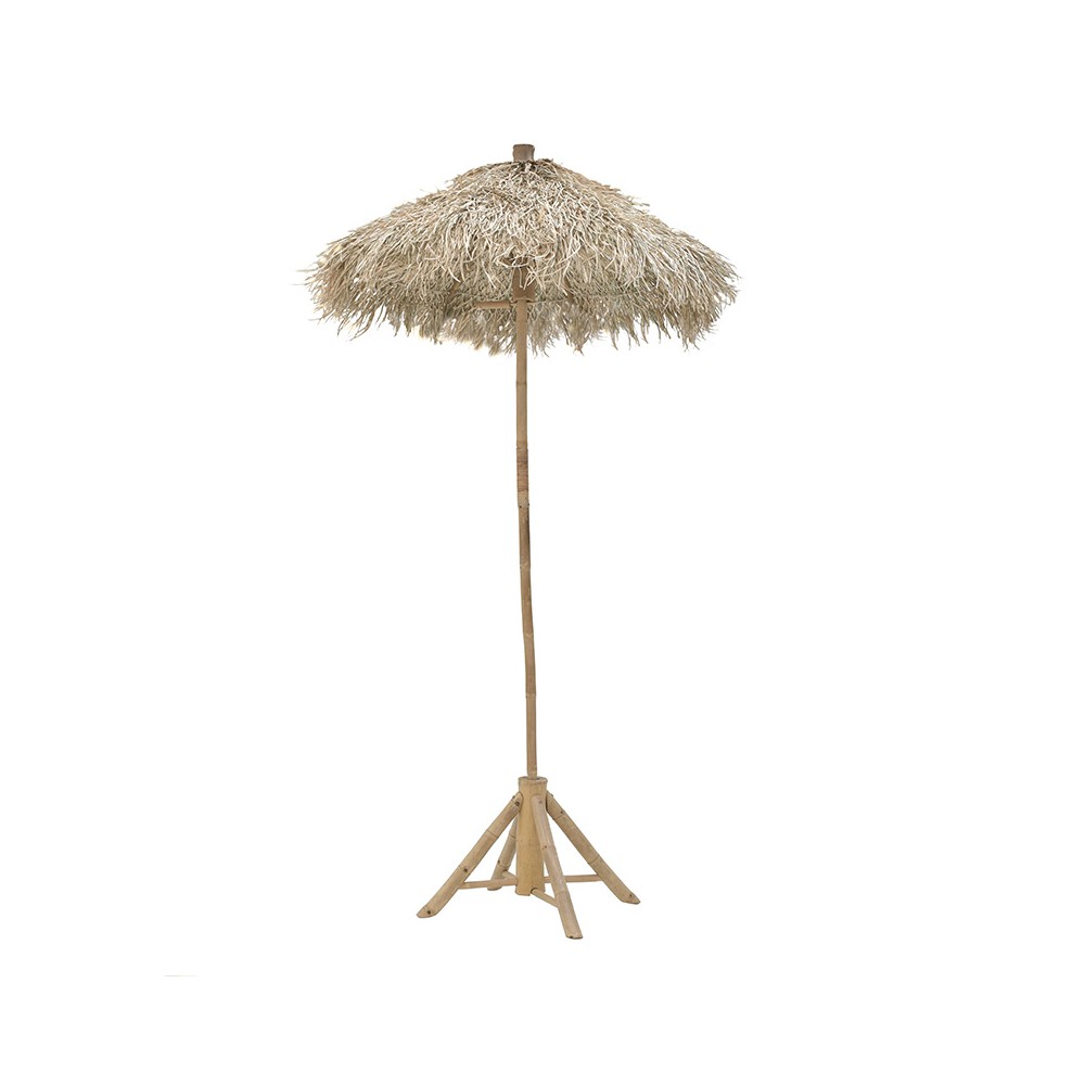 Parasol de jardin bambou naturel Φ1,5x2,6 m beige