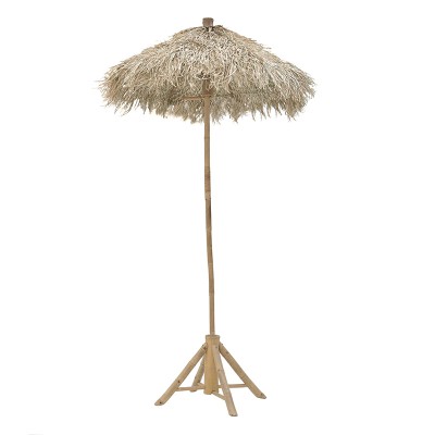 Parasol de jardin bambou naturel Φ1,5x2,6 m beige