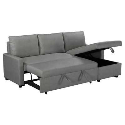 Canapé d'angle convertible lit réversible avec rangement tissu anthracite 203x130x88 cm