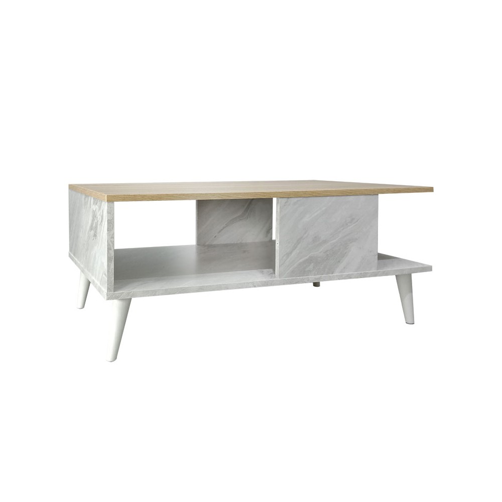 Table basse Gris mabre blanc 90x54x37.5 cm