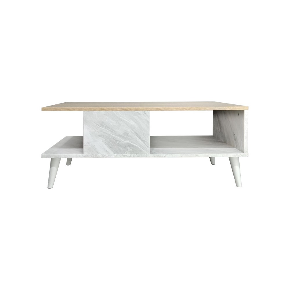 Table basse Gris mabre blanc 90x54x37.5 cm